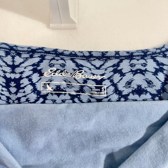 Eddie Bauer Sleeveless Sun Dress Woman's Small Blue Batik Boho Scoop Neck Resort - Picture 2 of 10